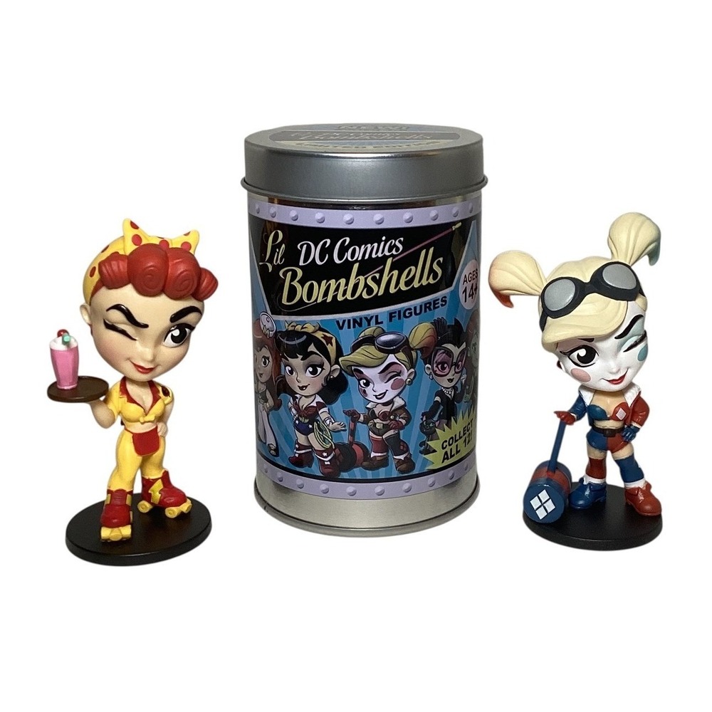 DC Comics Bombshells Lil Vinyl Figures Series 1.5 Harley Quinn Wonder Woman Tin
